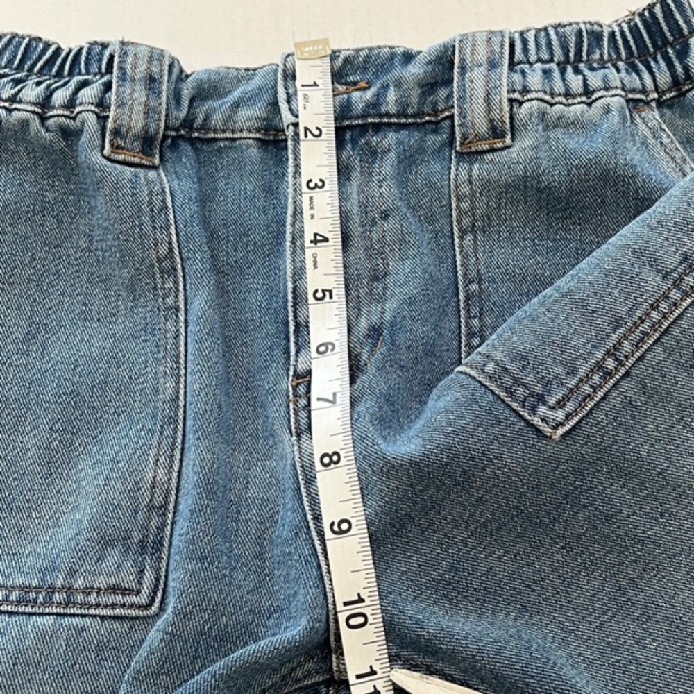 PacSun Women Cargo Jeans Medium Elastic Waist Pull On Straight Leg Utility Denim - Picture 5 of 7
